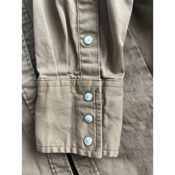 Wrangler Womens Western Pearl Snap Shirt Tan Cotton Stretch Cowgirl Medium - Picture 6 of 14